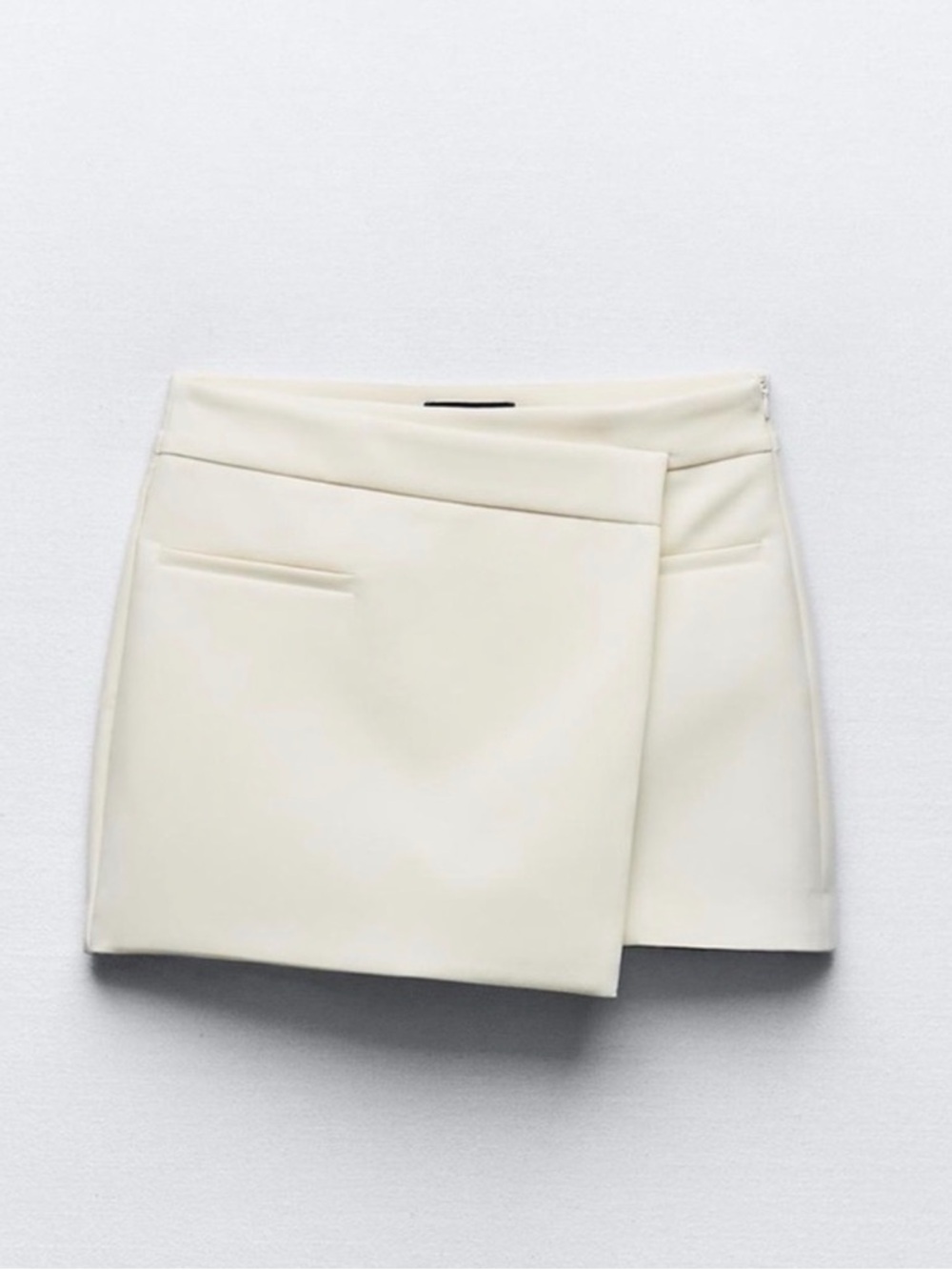 ZARA Cream Asymmetrical Mini Skort skirt sz L NWT